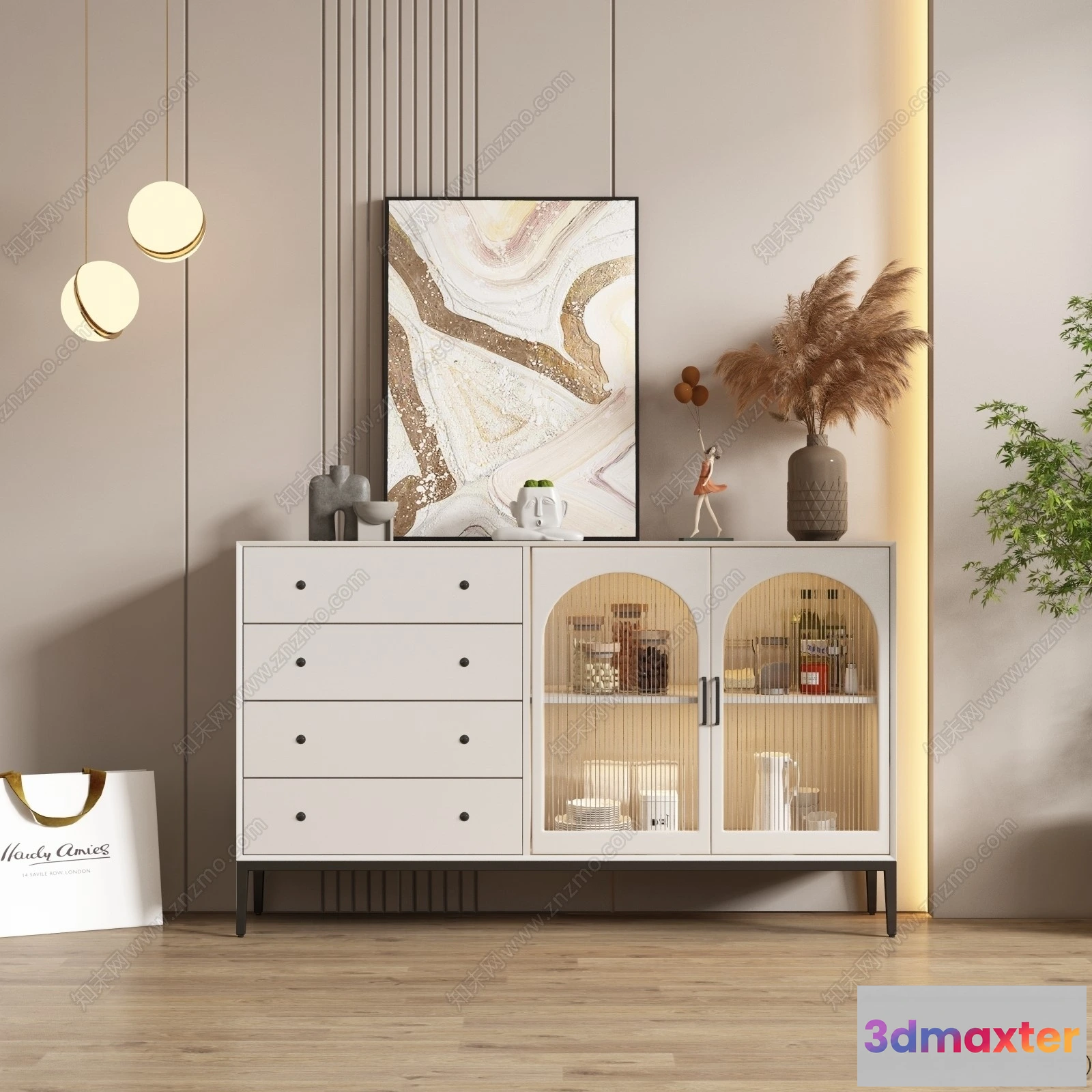 1359383 - Side Cabinet and Racks - 3D Models for Interior - 003 3D Max