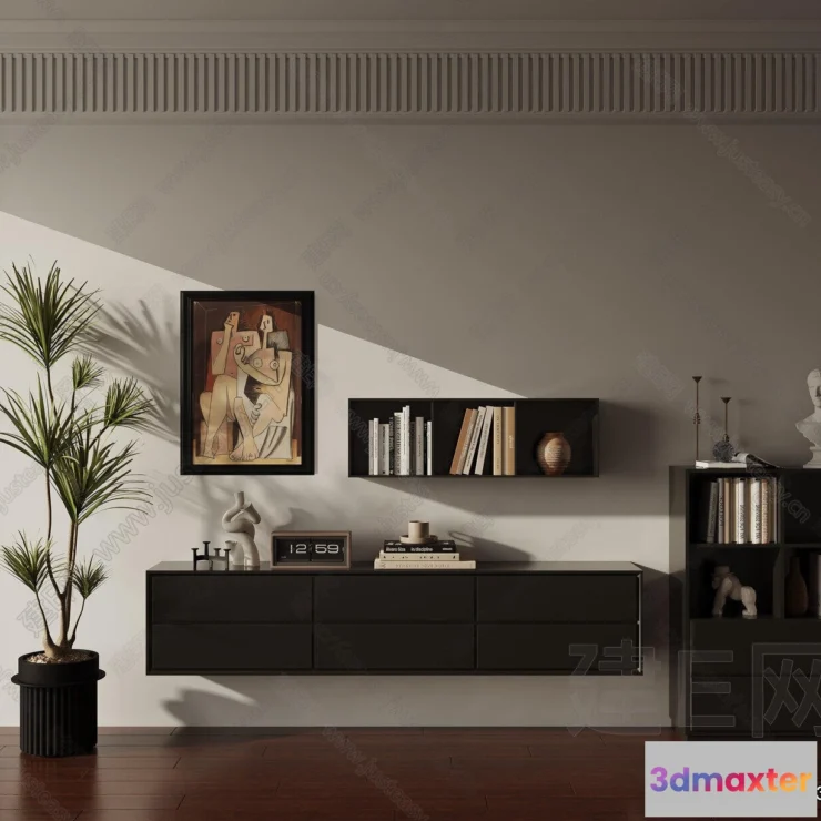 1359812 - Side Cabinet and Racks - 3D Models for Interior - 009 3D Max