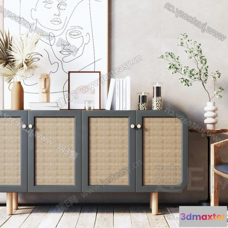 1360297 - Side Cabinet and Racks - 3D Models for Interior - 016 3D Max