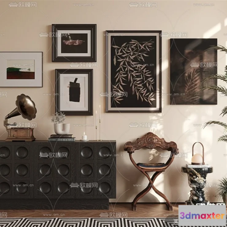 1360495 - Side Cabinet and Racks - 3D Models for Interior - 019 3D Max