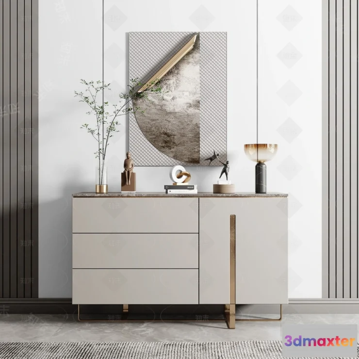 1360806 - Side Cabinet and Racks - 3D Models for Interior - 024 3D Max