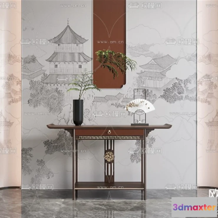 1361349 - Side Cabinet and Racks - 3D Models for Interior - 032 3D Max