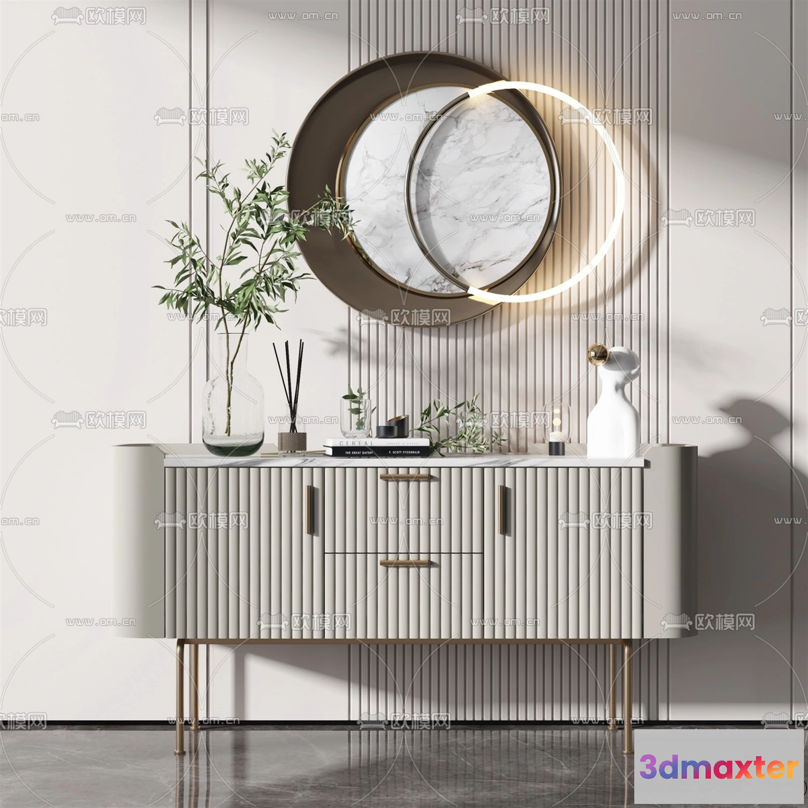 1361485 - Side Cabinet and Racks - 3D Models for Interior - 034 3D Max