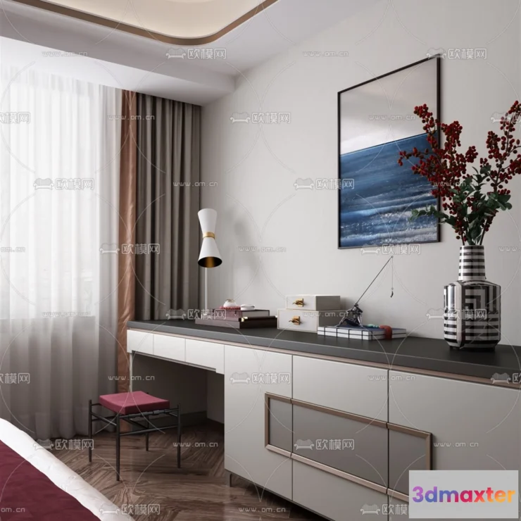 1361748 - Side Cabinet and Racks - 3D Models for Interior - 038 3D Max