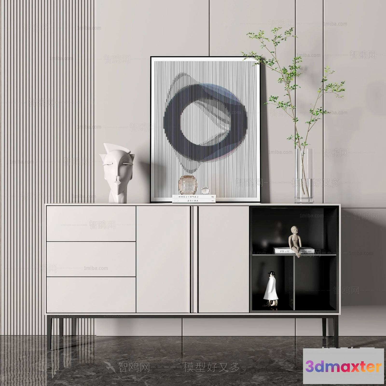 1363604 - Side Cabinet and Racks - 3D Models for Interior - 065 3D Max