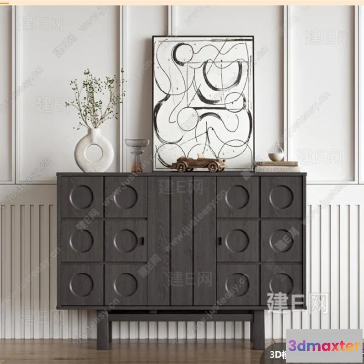 1364142 - Side Cabinet and Racks - 3D Models for Interior - 073 3D Max