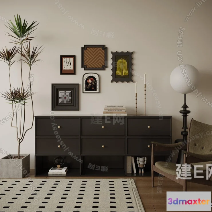 1364470 - Side Cabinet and Racks - 3D Models for Interior - 078 3D Max