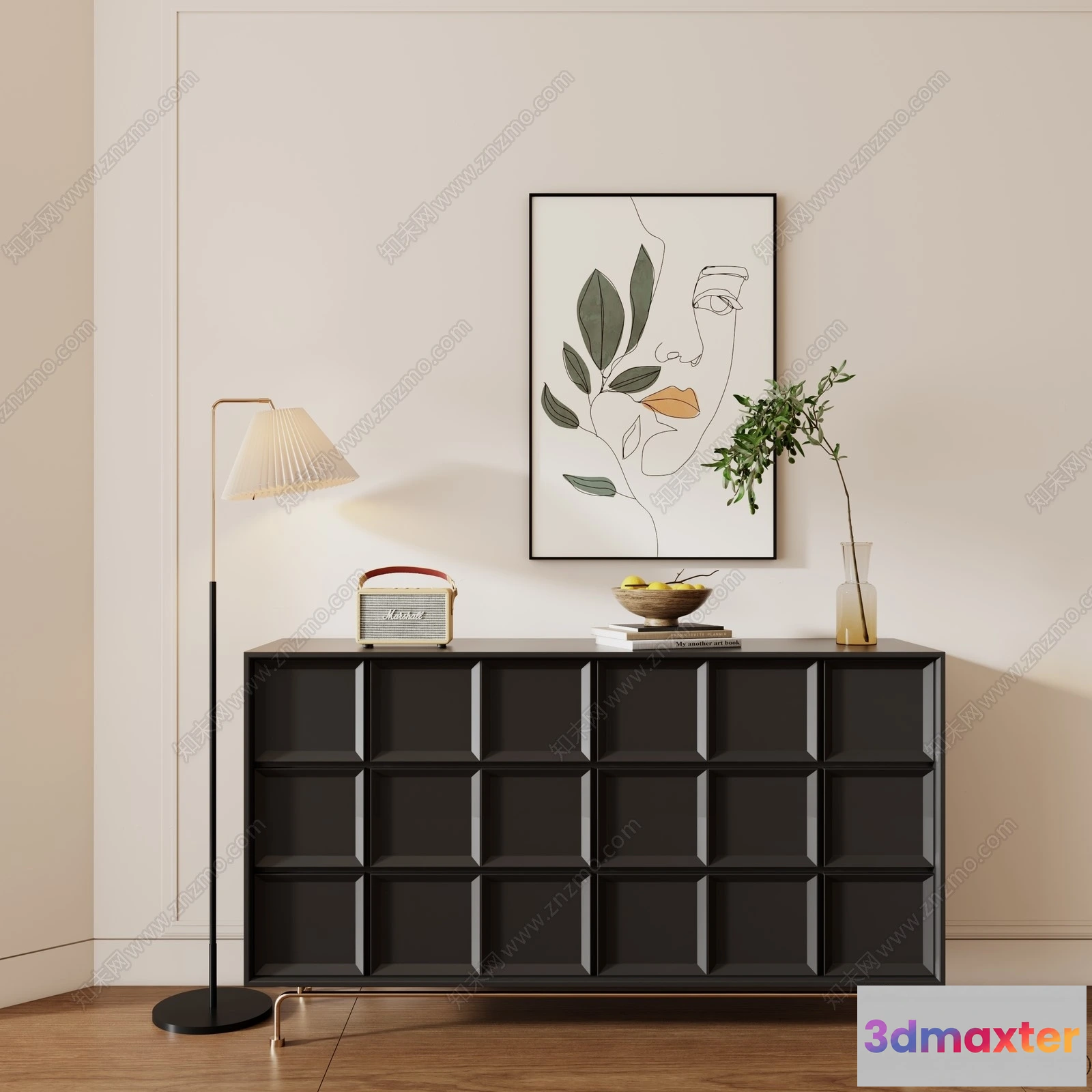 1364810 - Side Cabinet and Racks - 3D Models for Interior - 083 3D Max