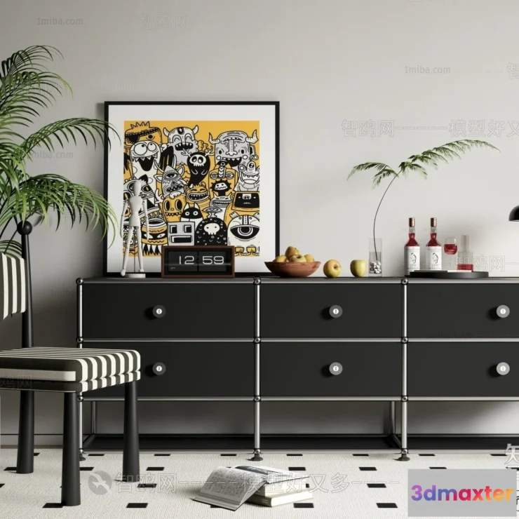 1365270 - Side Cabinet and Racks - 3D Models for Interior - 090 3D Max