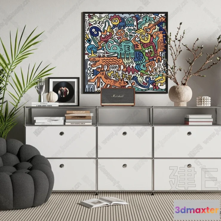 1365398 - Side Cabinet and Racks - 3D Models for Interior - 092 3D Max