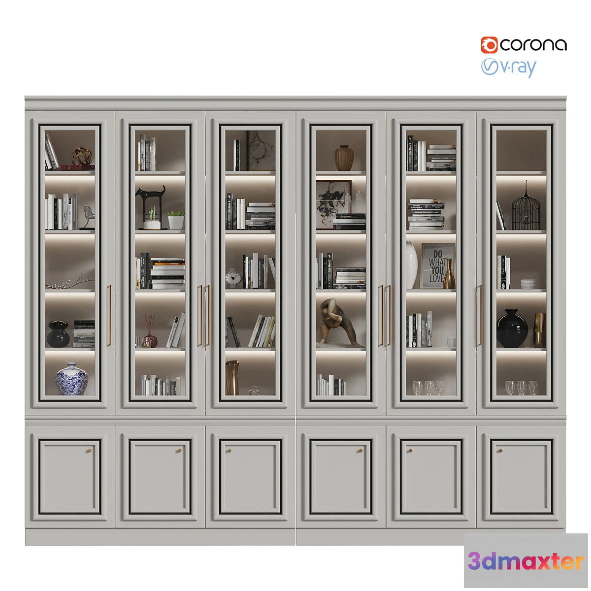 1411384 - Neoclassic wardrobe with decor 3D Max