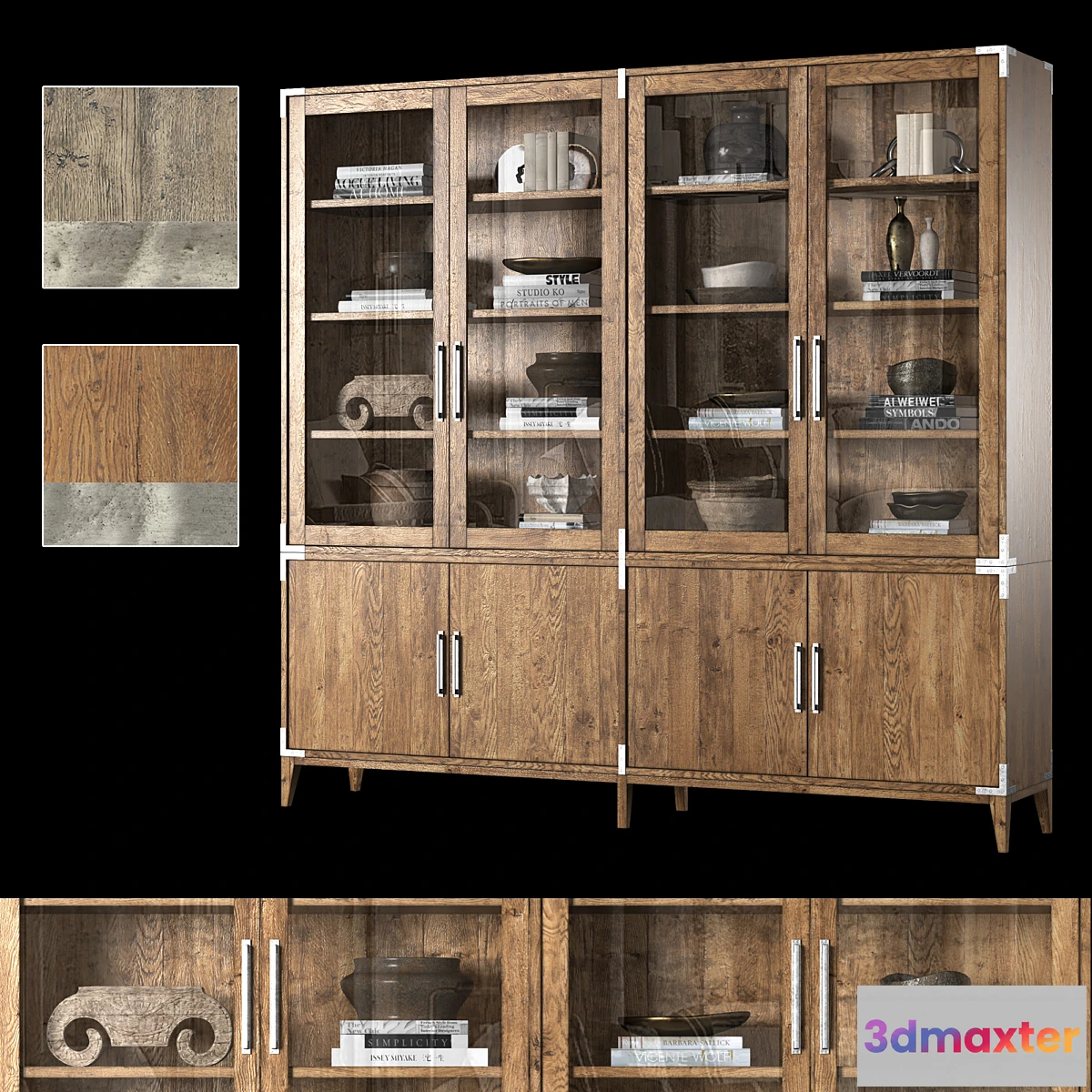 1427430 - CAYDEN CAMPAIGN 4-DOOR GLASS SIDEBOARD & HUTCH 3D Max