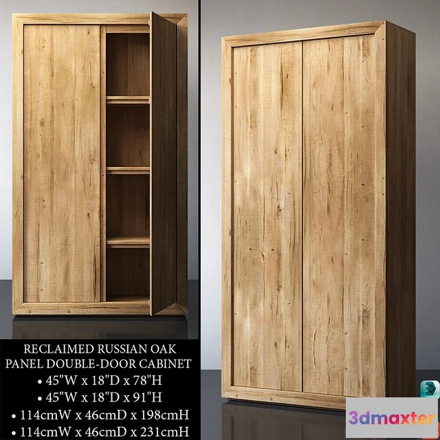 1538770 - RECLAIMED RUSSIAN OAK PANEL DOUBLE-DOOR CABINET 3D Max