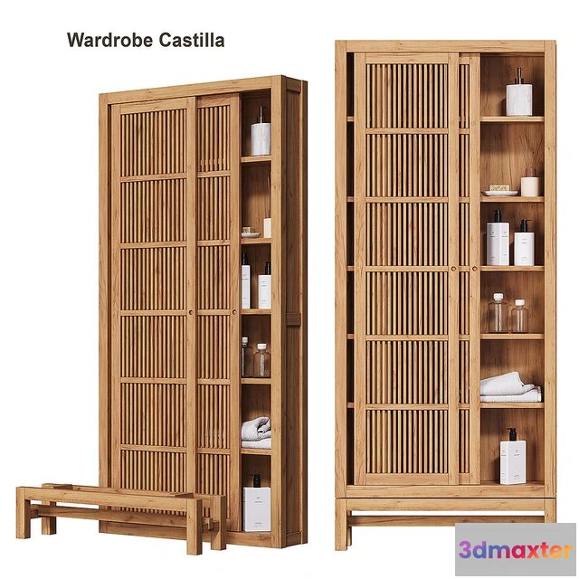 1552569 - Solid teak cabinet FSC Castilla AM PM 3D Max