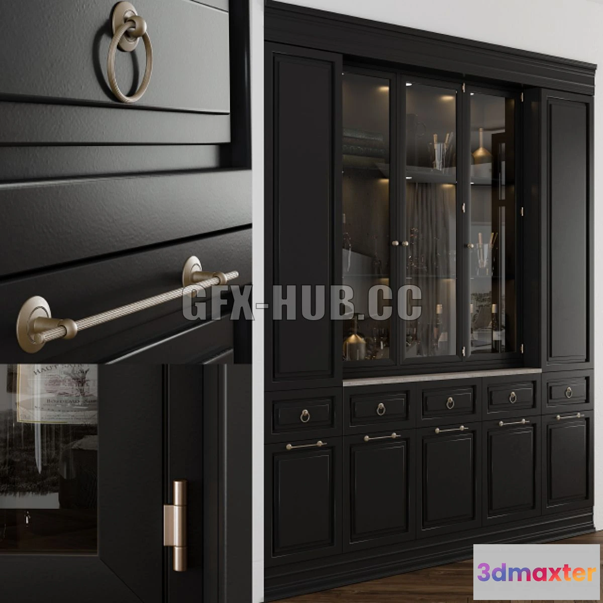 1566860 - Classic Display Cabinet Black 3D Max