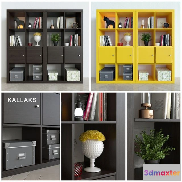 1568348 - Rack Ikea Kallax Kallaks with decor 3D Max