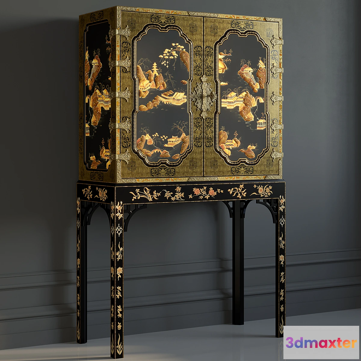 558295 - BAKER GeorgeIII Oriental Lacquer Cabinet