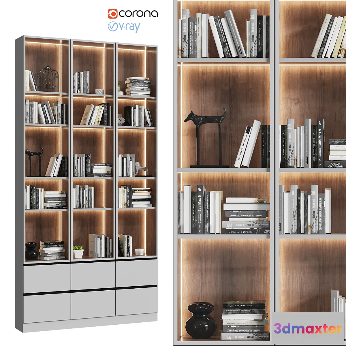 764849 - Showcase cabinet with books