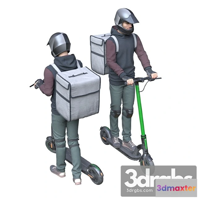 1056288 - Delievery man on an electric scooter