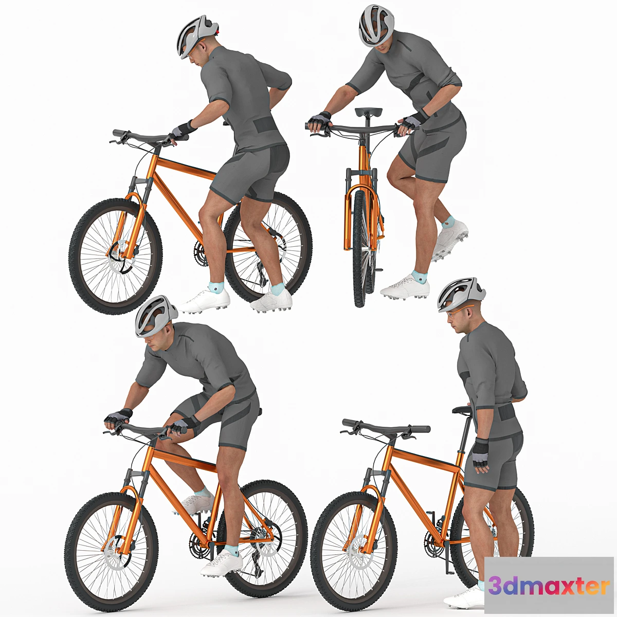 1329109 - Cyclist Man in 04 Poses 3D Max