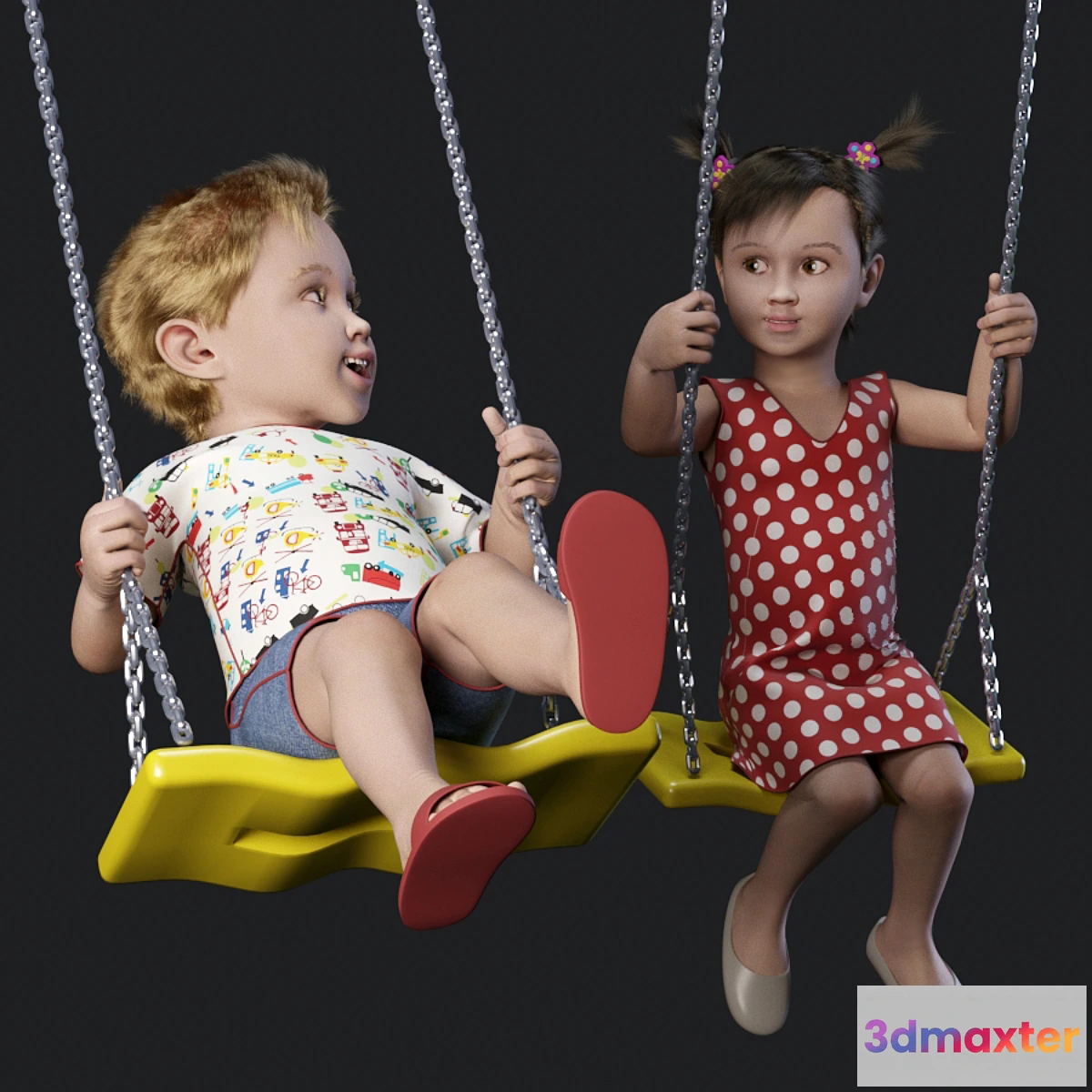 1356669 - Children on the swing 3D Max