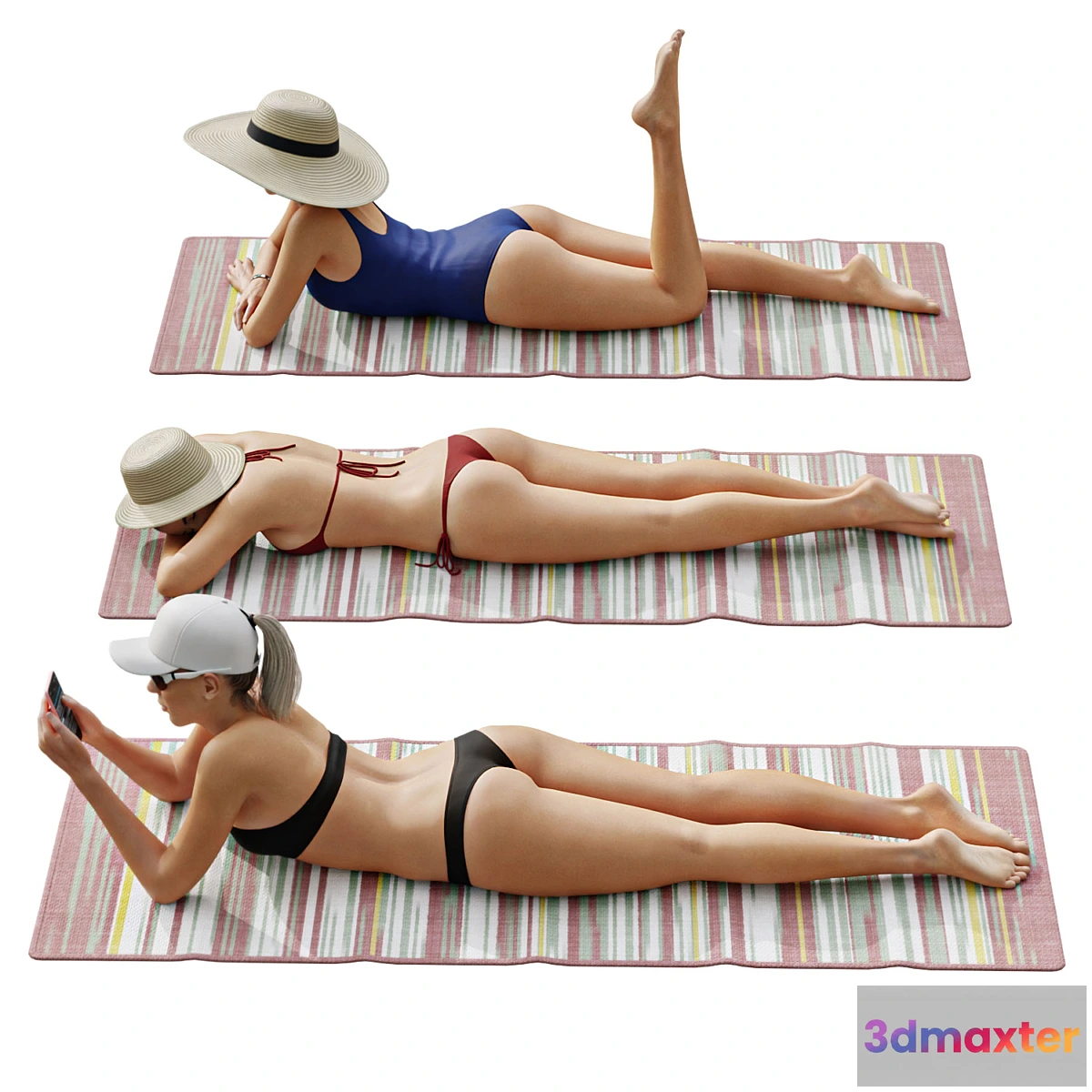 1418116 - Girls relaxing on the beach 3D Max