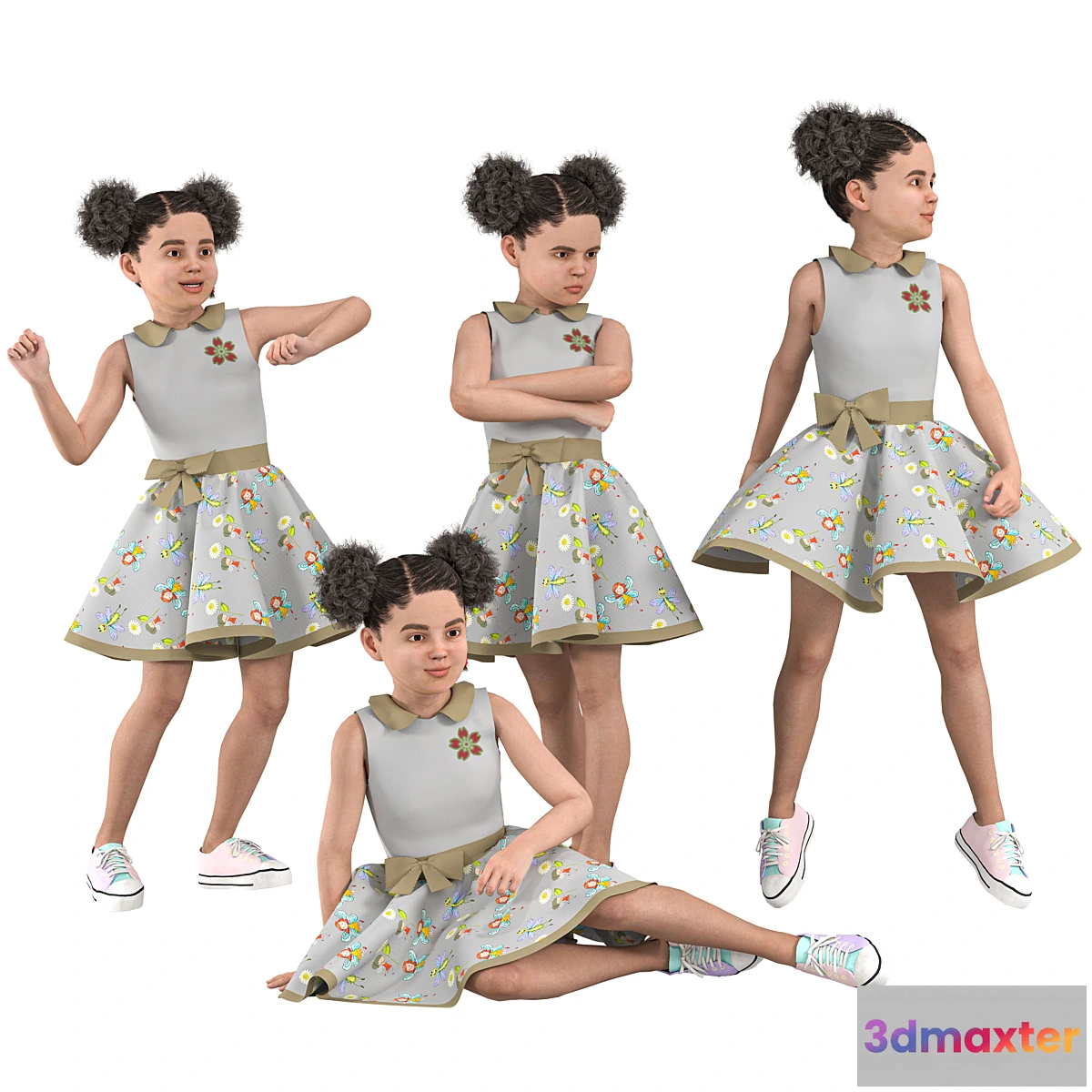 1420090 - Child Girl in 4 Poses 3D Max