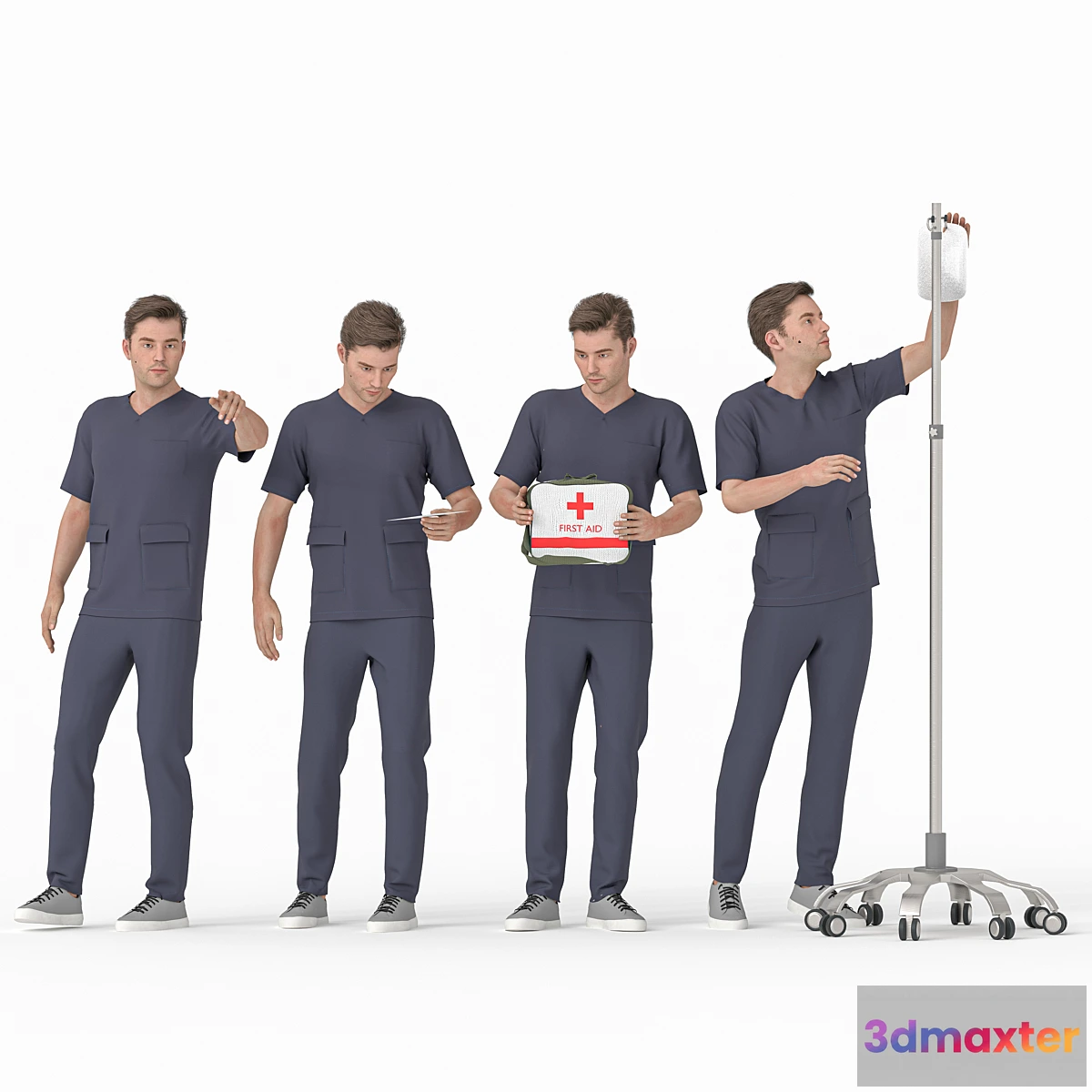 1426842 - Nurse Man in 04 poses 3D Max