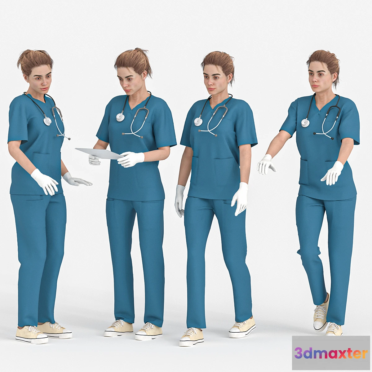 1452266 - Nurse Woman in 04 Poses 3D Max