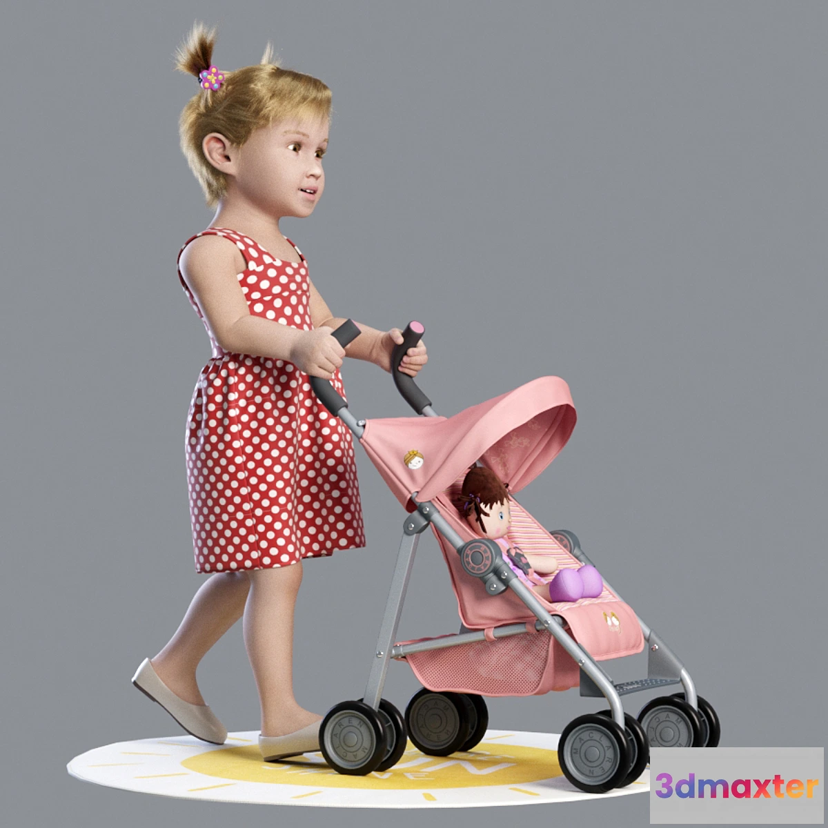1464352 - Baby walking with a pram 3D Max