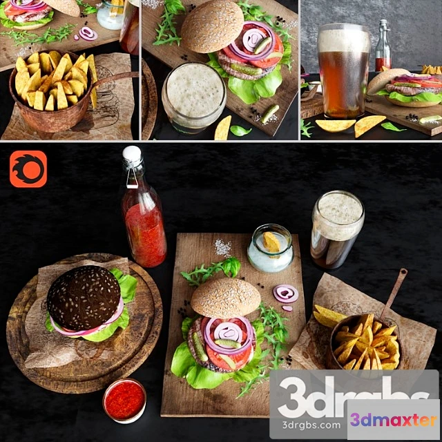 1042652 - Burgers with potatoes and beer