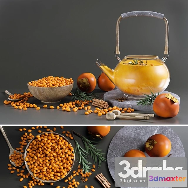 1042798 - Tea set with sea buckthorn and persimmon