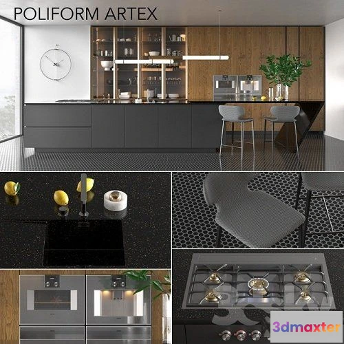 1084384 - Kitchen Poliform Varenna Artex (vray GGXcorona PBR) - 217941