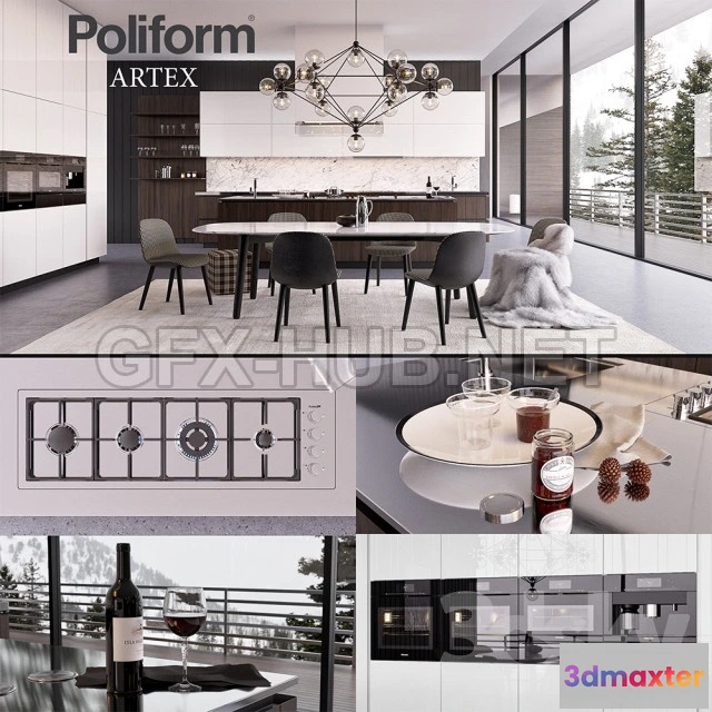 1084386 - Kitchen Poliform Varenna Artex 3 (vray GGXcorona PBR) - 217943