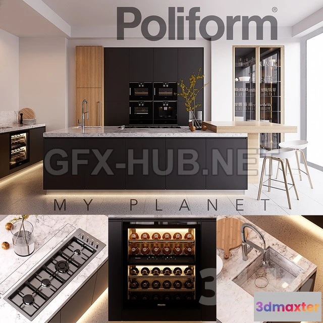 1084388 - Kitchen Poliform Varenna My Planet 4 (vray GGXcorona PBR) - 217945