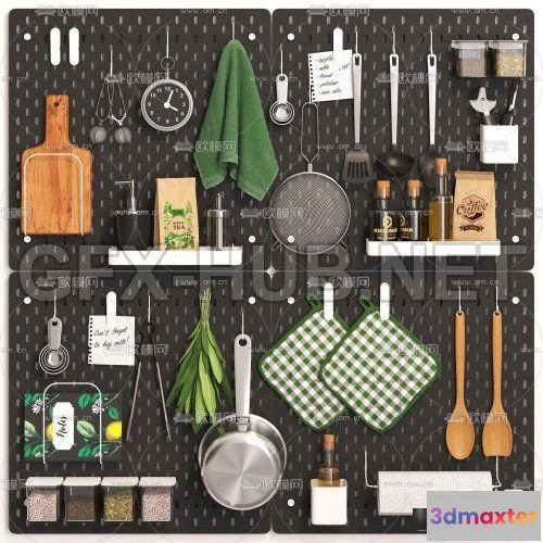 1087050 - Modern kitchen utensils supplies combination 3d model - 220607