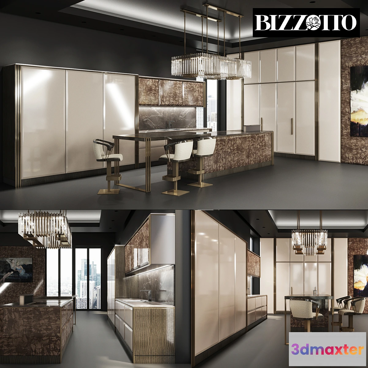 1289080 - Kitchen BIZZOTTO factories INFINITY series 3D Max