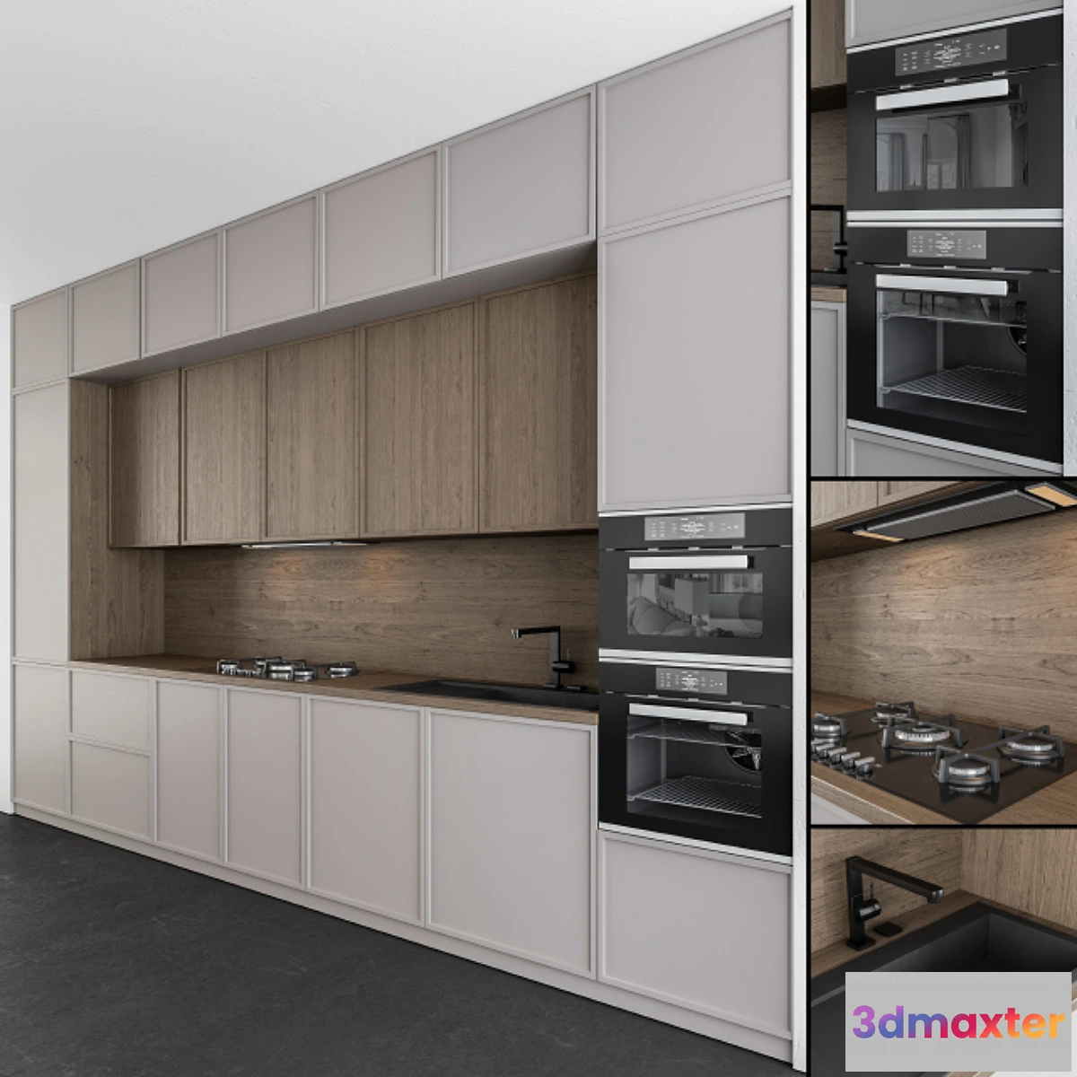 1317032 - Kitchen Modern - Gray and Wood 45 3D Max