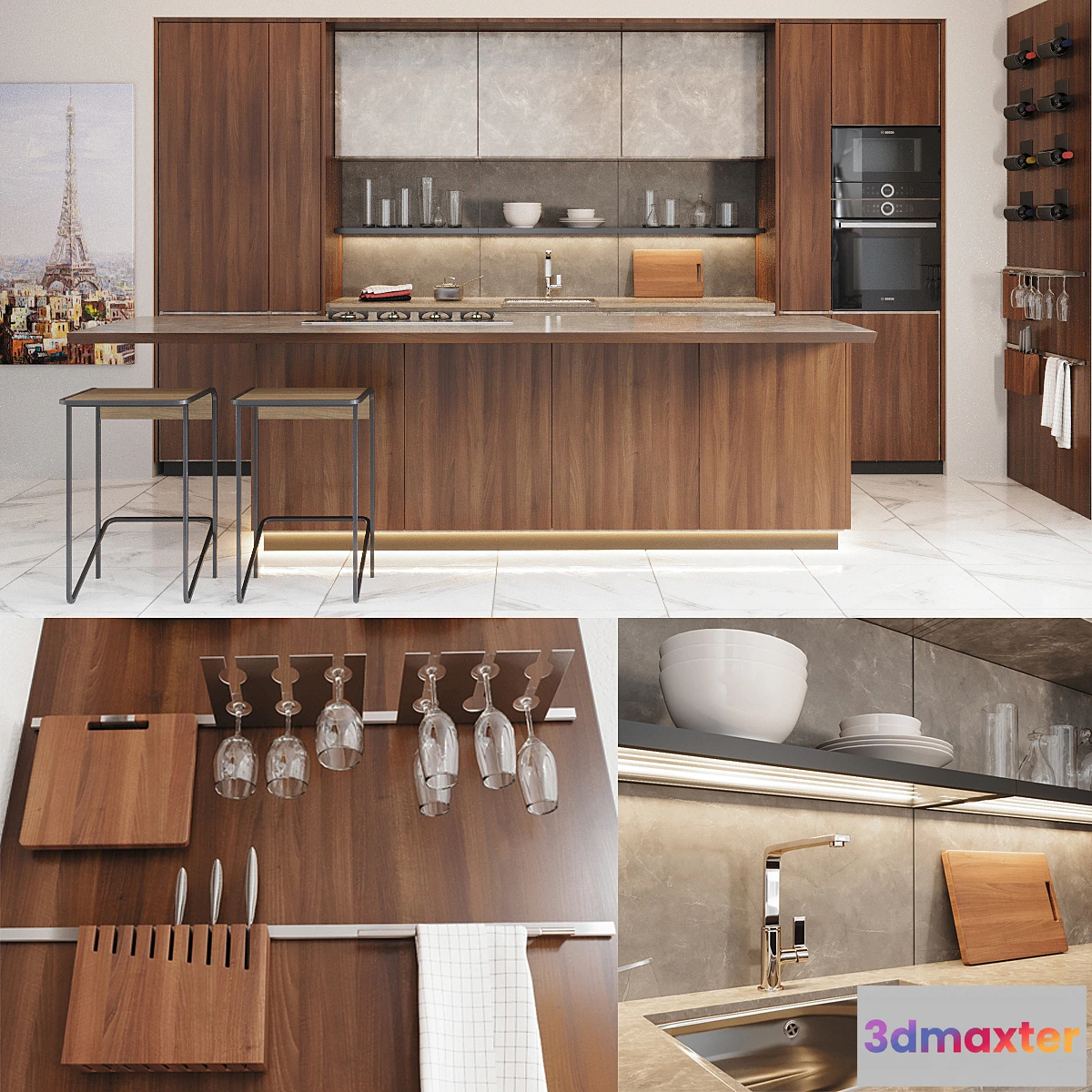 1323391 - Cocina Gamadecor roble torrefacto 3D Max