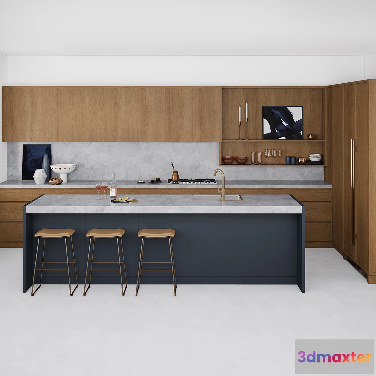 1339045 - Marble & wood kitchen 3D Max