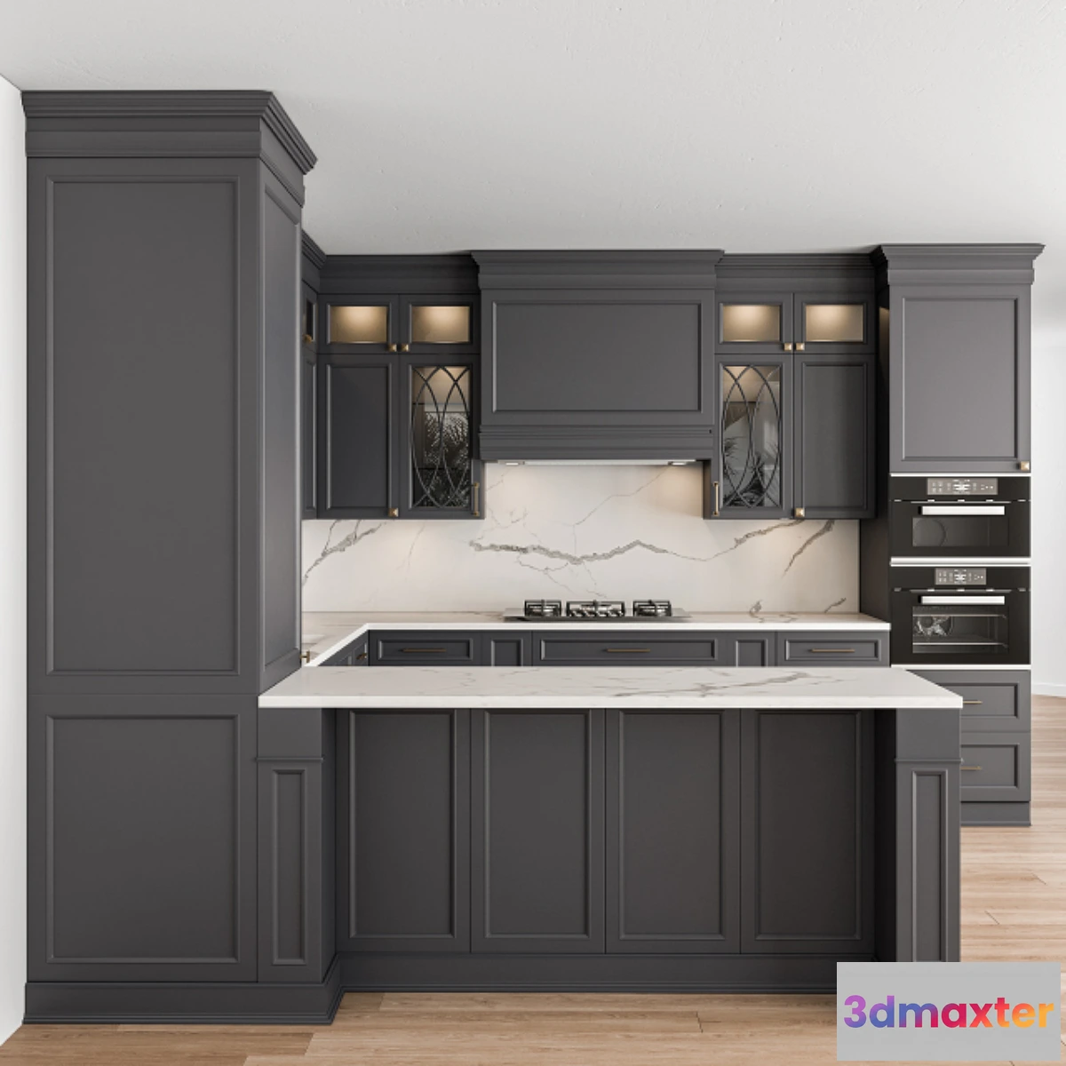 1341144 - Kitchen Neo Classic Gray and White - Set 37 3D Max