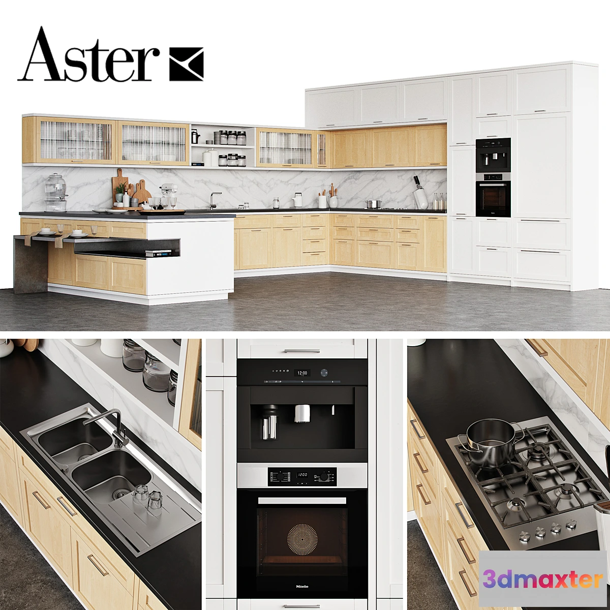 1350145 - Kitchen Aster CUCINE Timeline 2.0 3D Max