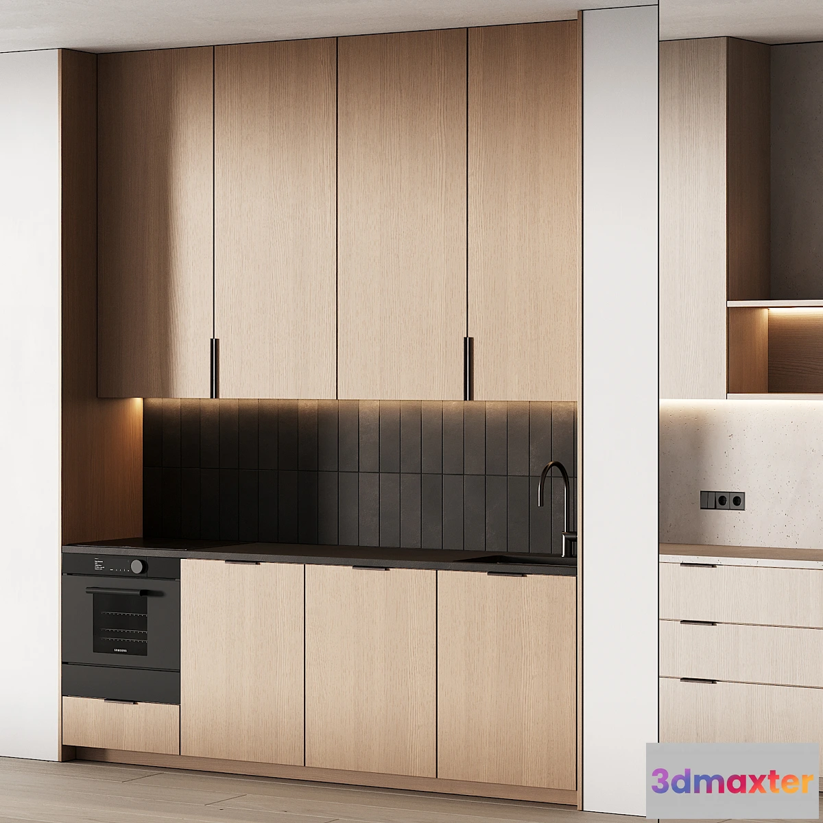 1352956 - 452 modern kitchen 17 mini kitchen 04 wood japandi in 2 options 3D Max