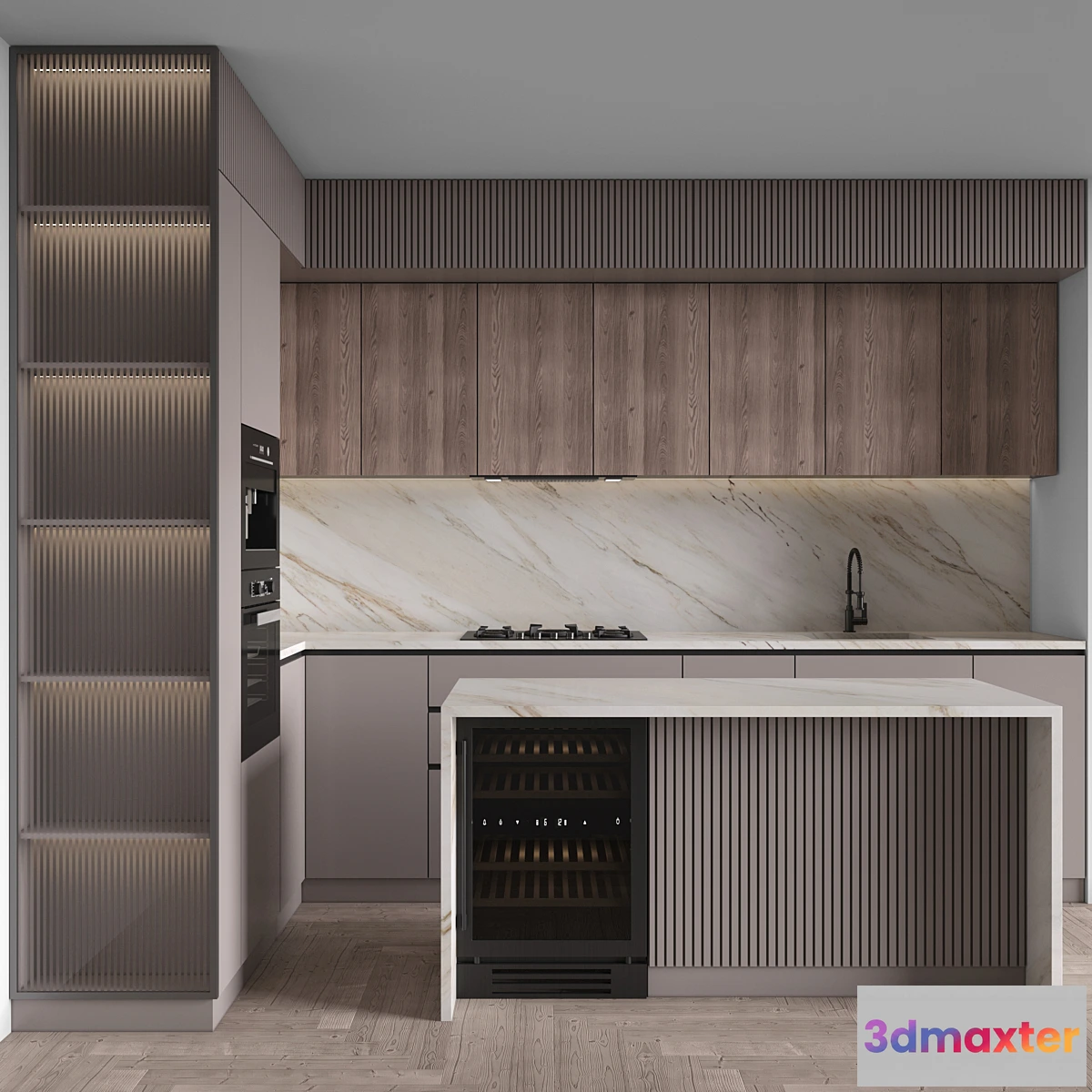 1429488 - Modern Kitchen 153 (Corner Kitchen) 3D Max