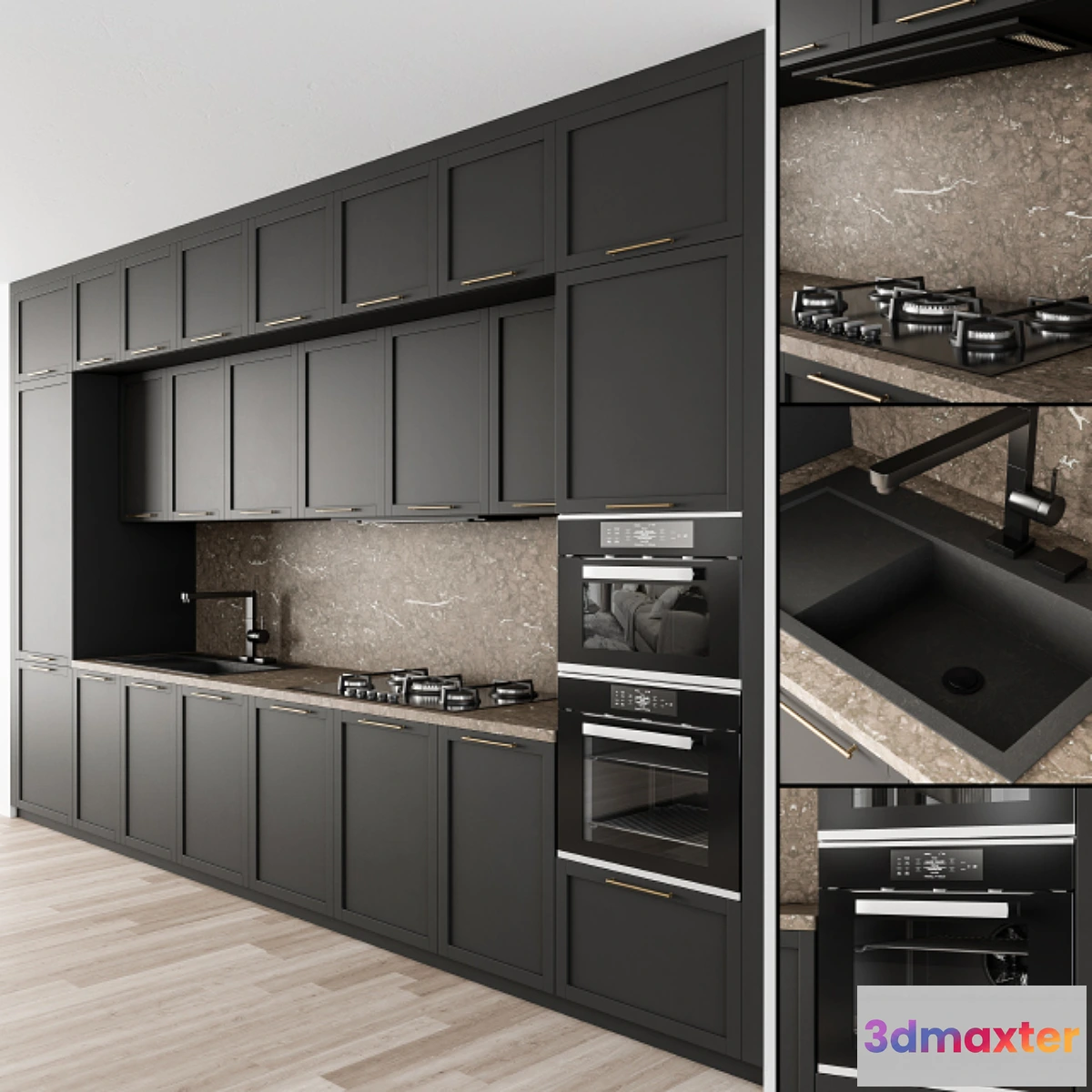 1439024 - Kitchen Neo Classic - Black and Brown 29 3D Max