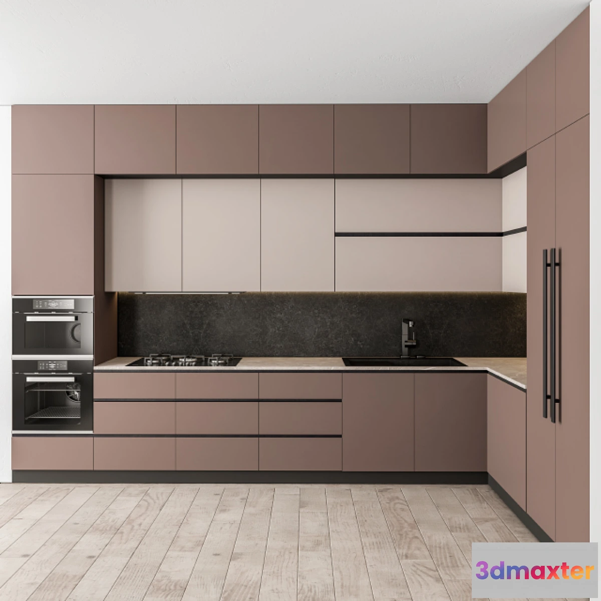 1453464 - Kitchen Modern - White and Wood 34 3D Max