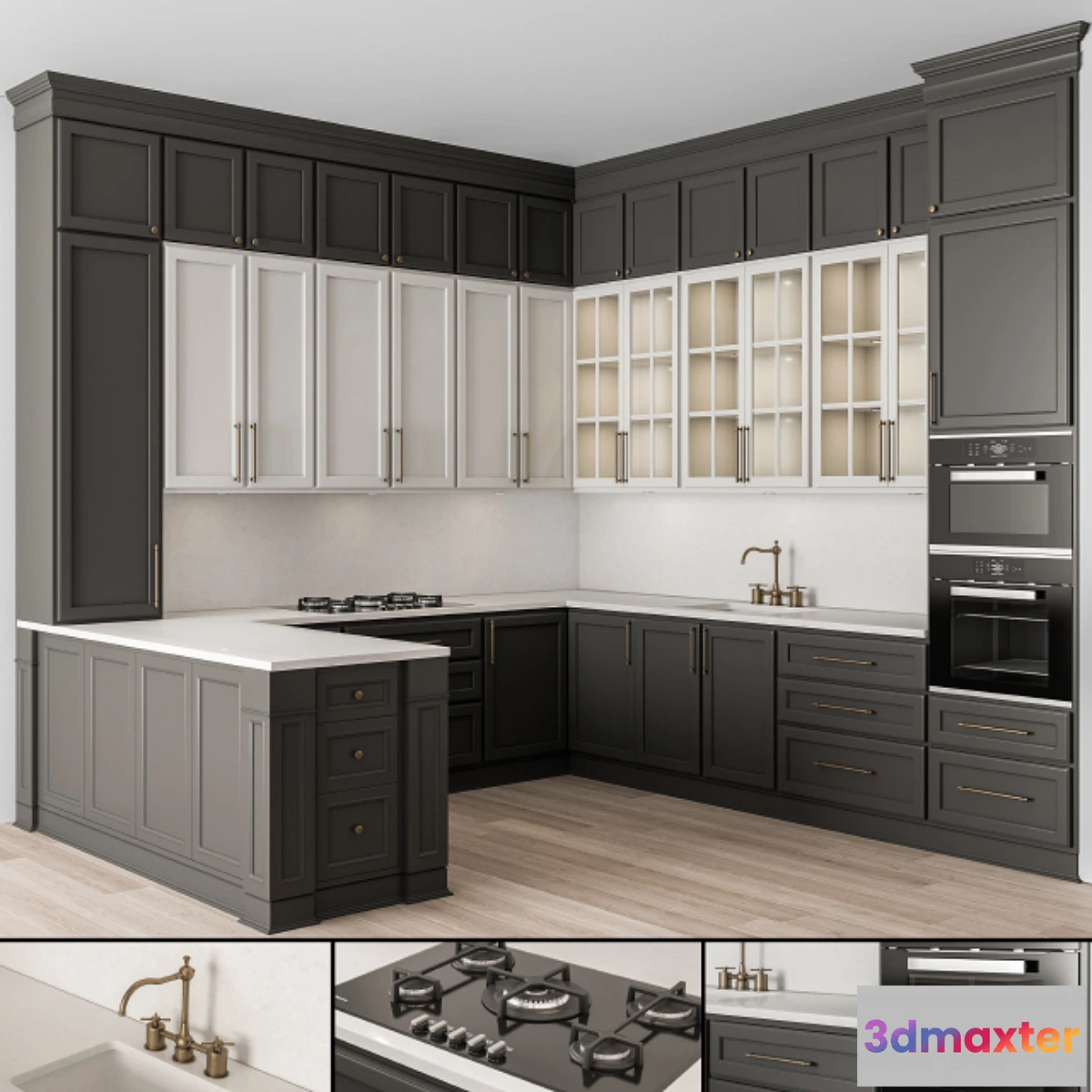 1454984 - Kitchen Neo Classic Black and White - Set 48 3D Max