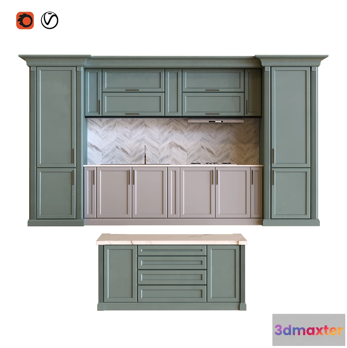 1462538 - kitchen set 007 lowpoly 3D Max