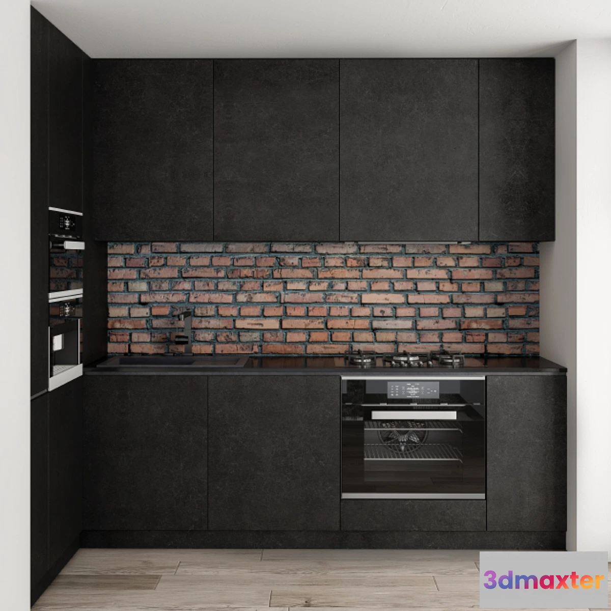 1468382 - Kitchen Modern Brick Wall 3D Max