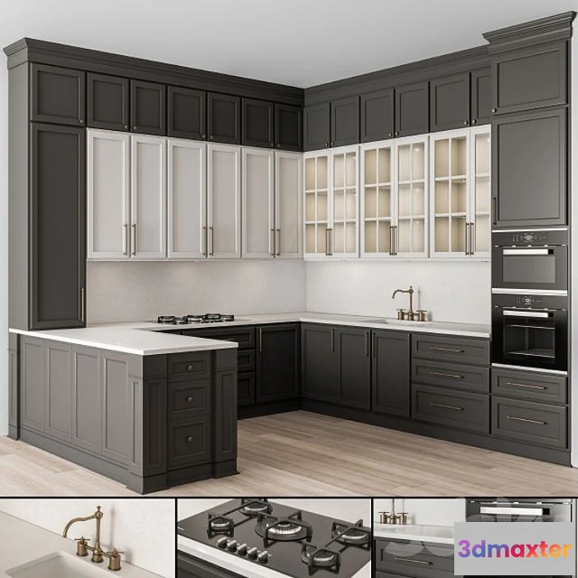 1537772 - Kitchen Neo Classic Black and White - Set 48 3D Max